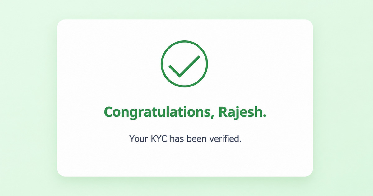 kyc verification status update message